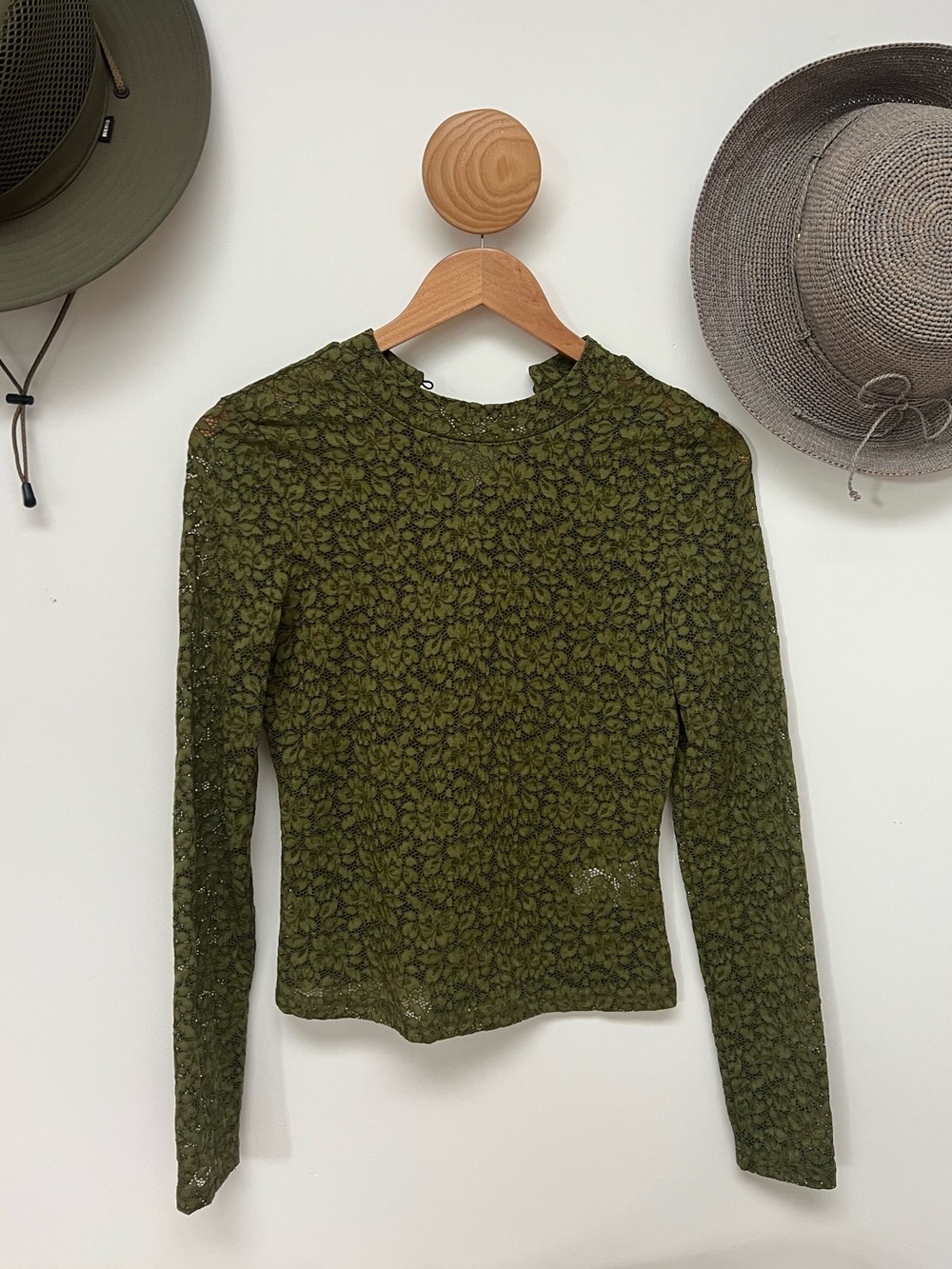 Sezane Taori Blouse Khaki Lace - Size 4